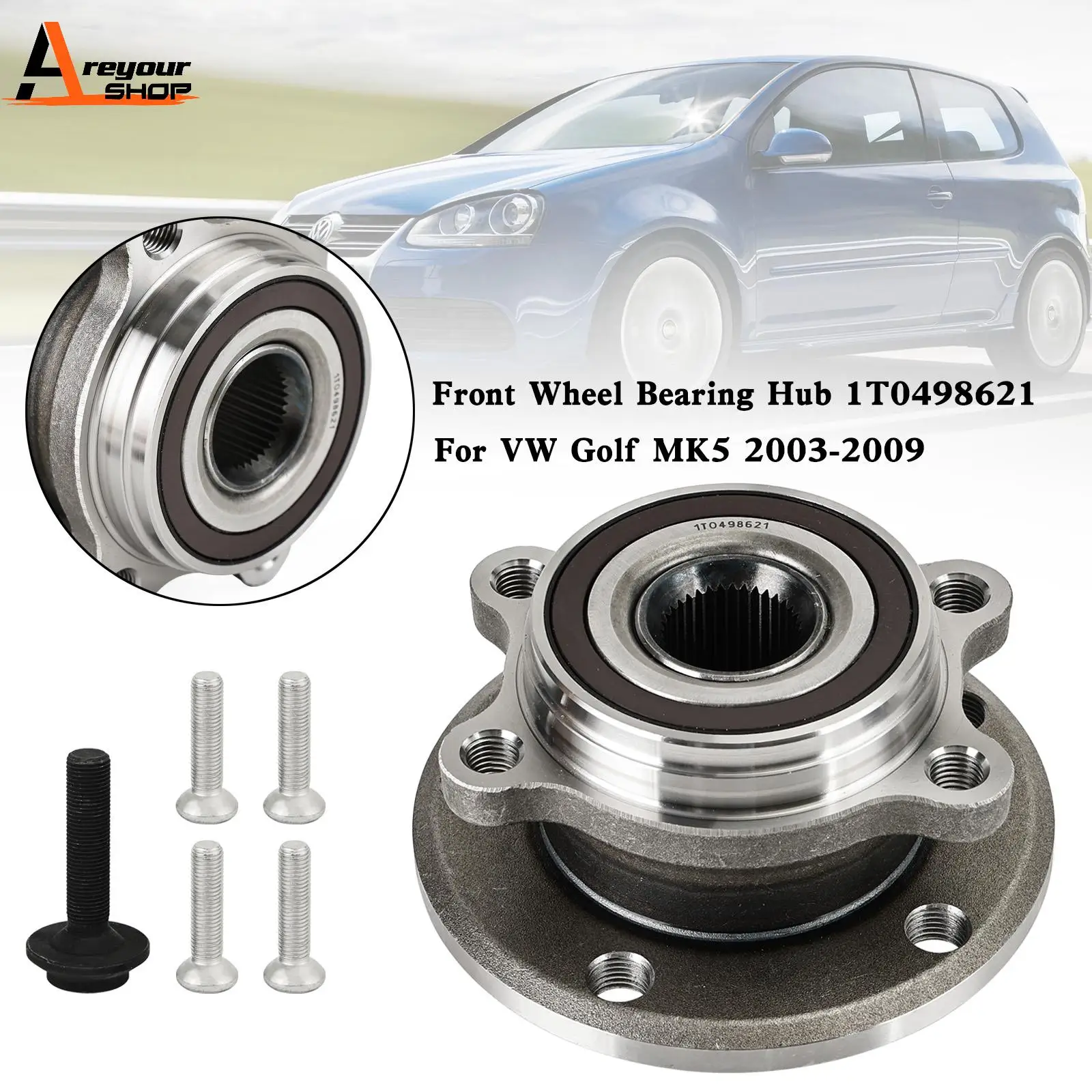 

Areyourshop Front Wheel Bearing Hub 1T0498621 for VW Golf MK5 2003-2009 car accessories