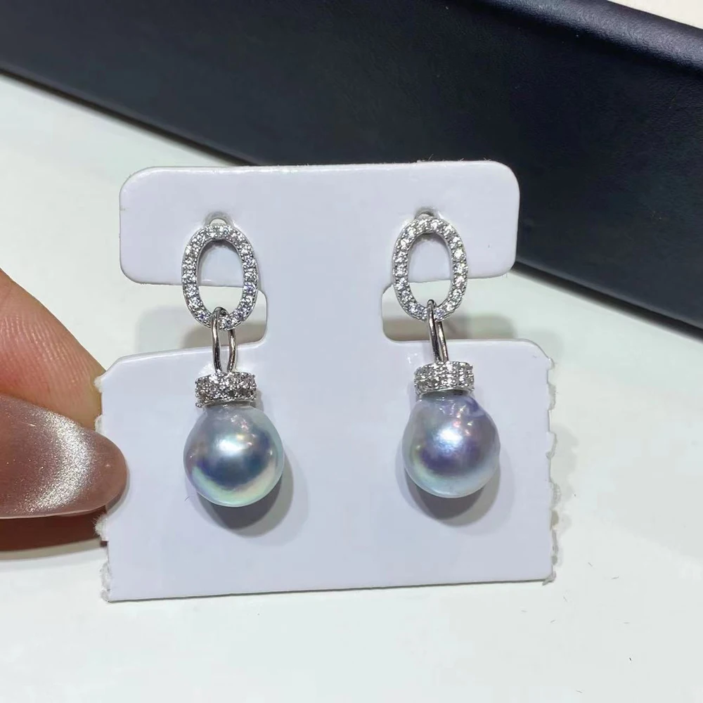 

4PCS DIY Pearl Accessories Stud Earrings Empty Holder Fashionable Gold Silver Earrings Holder for Women, with 8-11mm Round Beads