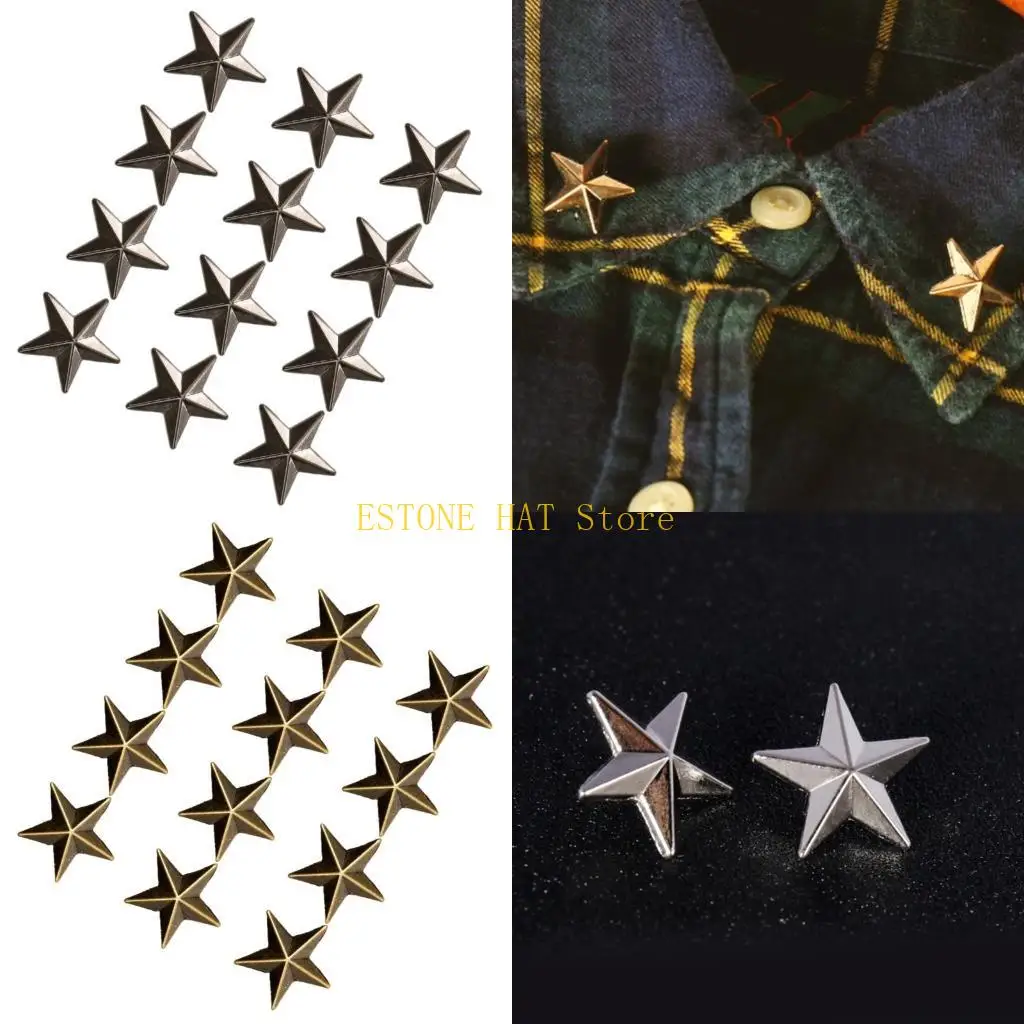 49MF 12lots Alloys Star Lapel Pin New Metal Five-pointed Star Badge Lapel Pin for Various Occasion