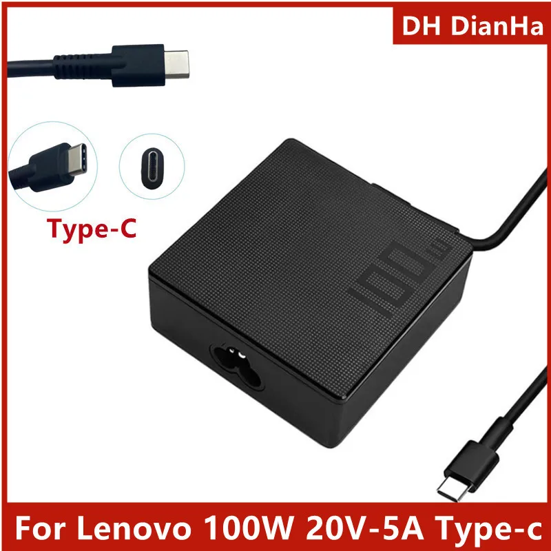 100W Type-C Laptop Power Adapter For Lenovo Thinkpad Pro16/14 Carbon X1 5th6th Gen IdeaPad13 Y400 Y500 P580 P500 Yoga370 Charger