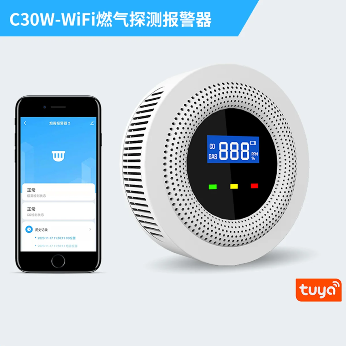 

Tuya Smartlife APP WIFI Combustiable Gas Detector Home Security Alarm CO Leakage Sensor