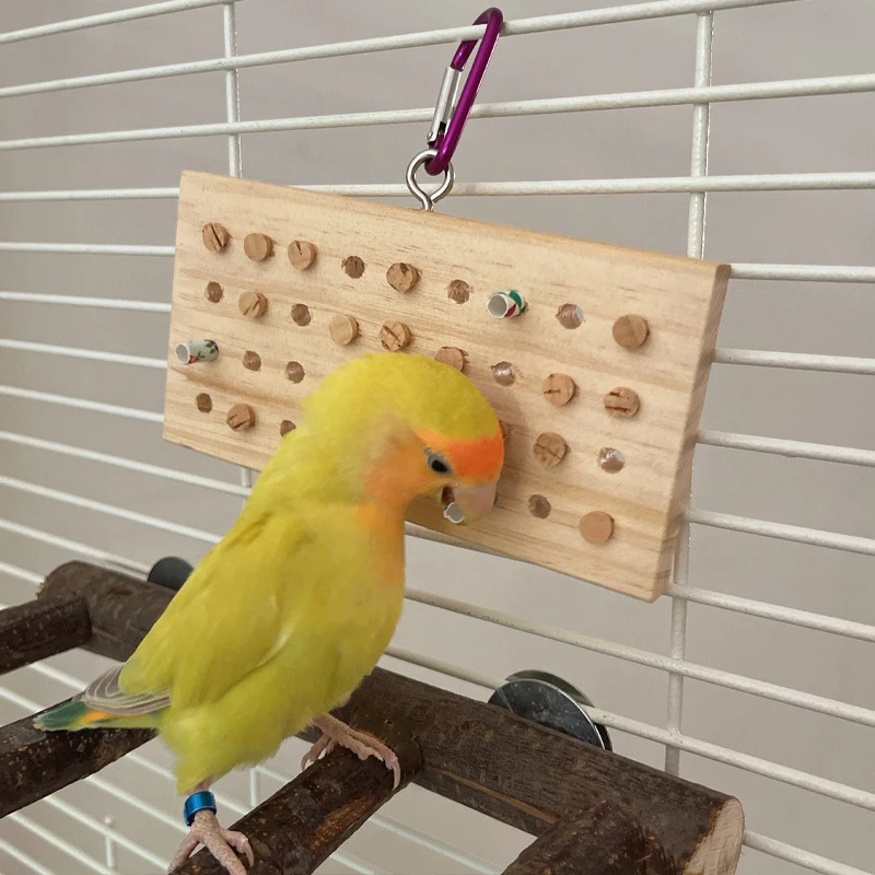 Funny Pet Parrots Grinding Chew Toy Wood Chew Training Supplies Natural Wood Keyboard Molar Toy for Pet Bird Tearing Grinding