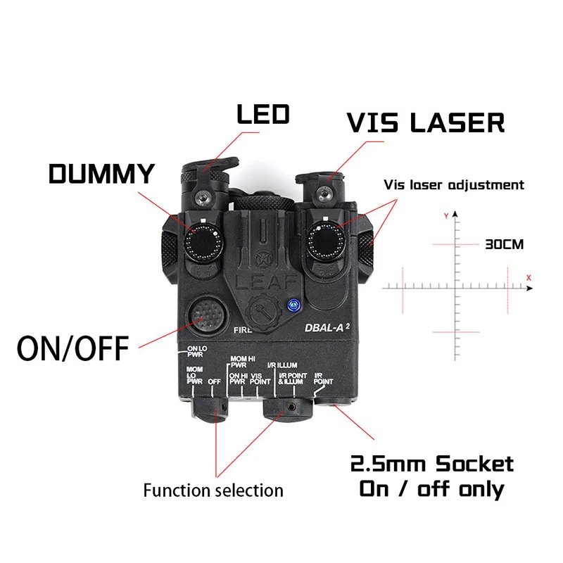 Wadsn DBAL-A2 Metal Tactical Red Dot Sight High Power Green Blue Powerful Laser Pointer NGAL MAWL PEQ LA5C Hunting Airsoft AR15