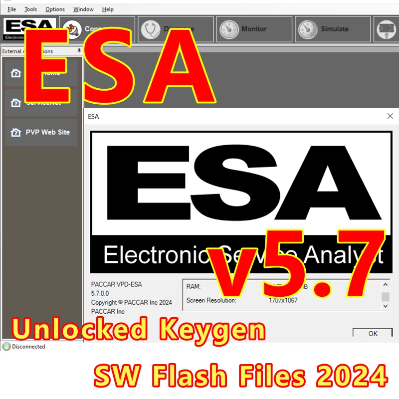 2026 Hot Sell Electronic Service Analyst ESA 5.7 Truck Diagnostic With 2024 Full SW Flash Files & keygen UNLOCK for Paccar