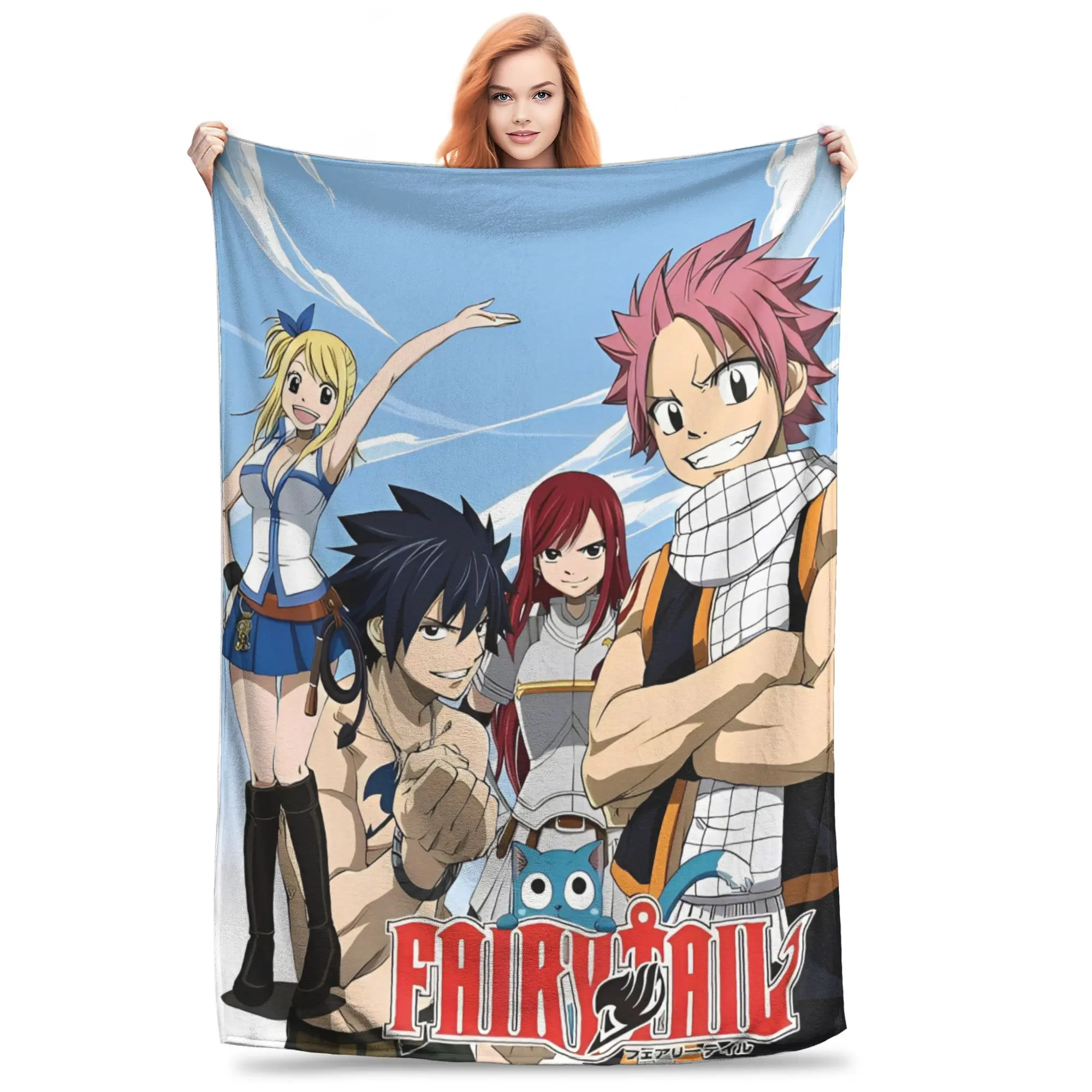 

Magic Adventure Anime Fairy Tail Blanket Plush Novelty Breathable Throw Blanket for Bedding Lounge Summer,