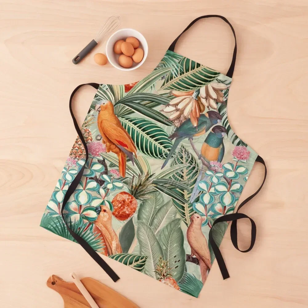 

Vintage Orange Tropical Bird Jungle Botanical Garden Apron Professional Barber christmas 2025 household woman Apron