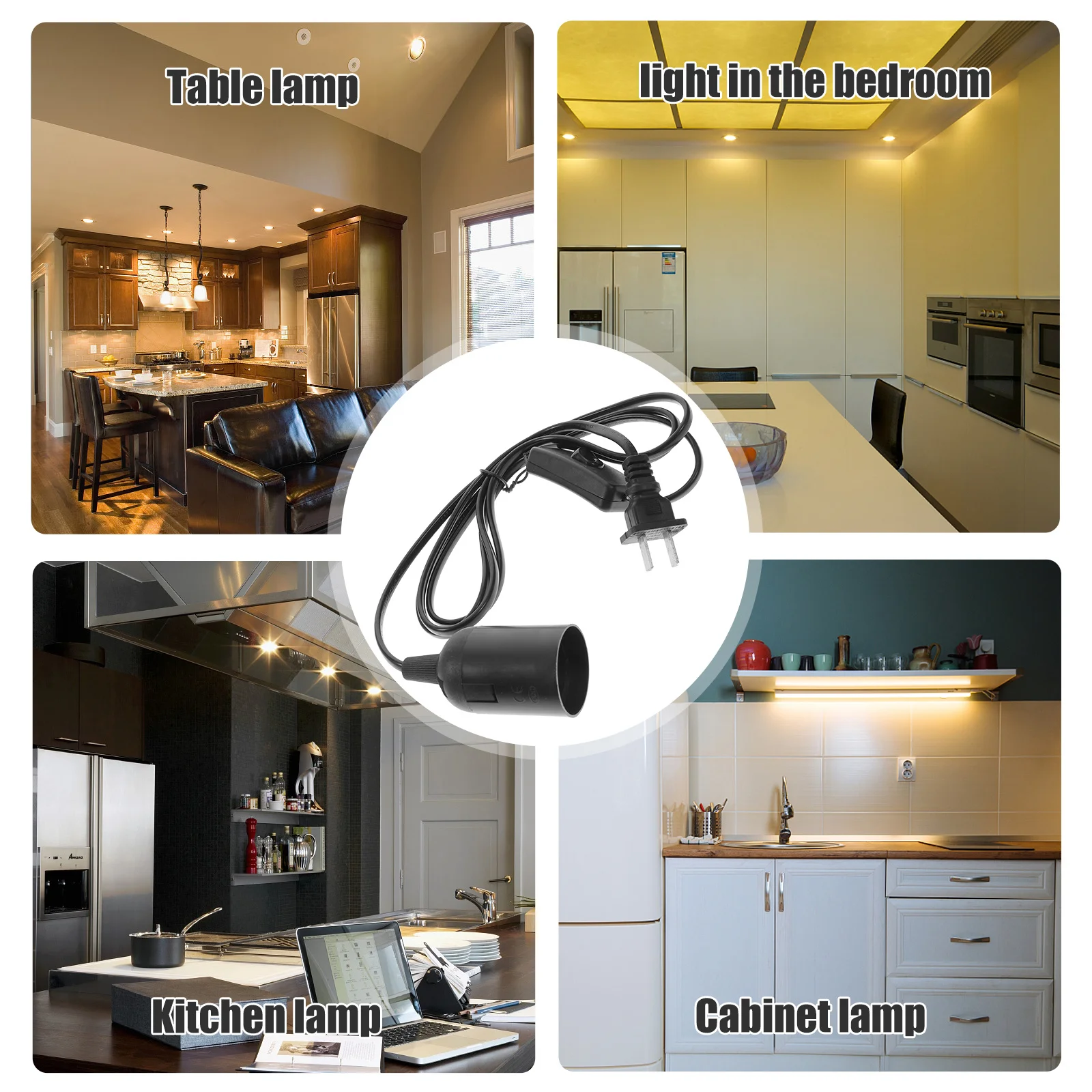 

Pendant Light Socket E27 Hanging Lamp Cord PVC Flame Retardant Durable Insulation Cafe Bar Home Pendant Light Socket Plug Cn