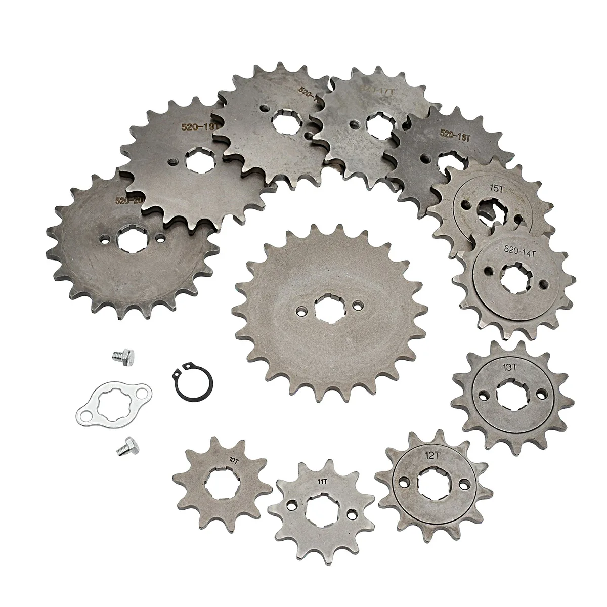 520# 20MM 10 11 12 13 14 15 16 18 19 20 21 22T Tooth Front Engine Sprocket Chain for 150 200 250cc ATV Quad Dirt Bike Motorcycle
