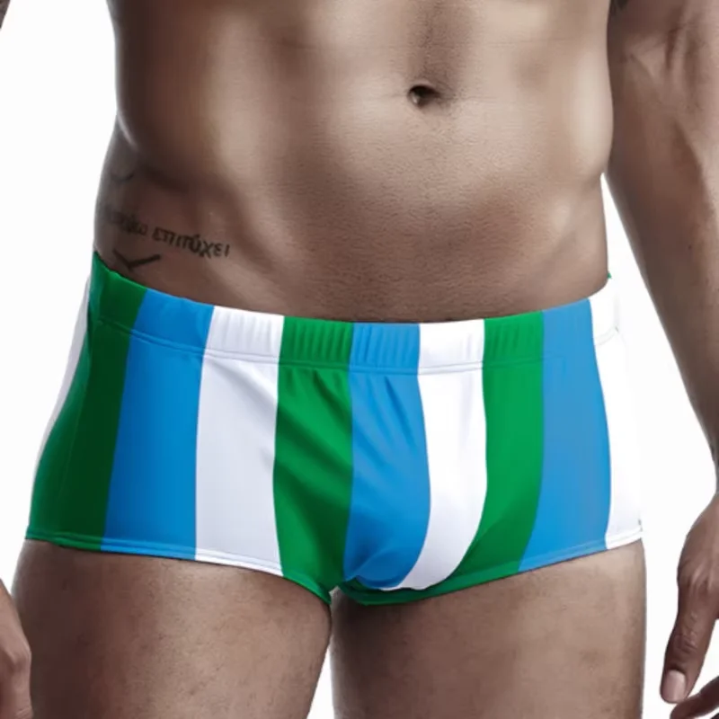 Striped Swim Trunks for Men Beach Seaside Swimming Wear Swimwear for Vacation Water Activities Swimsuits Hot Spring Bathing Suit