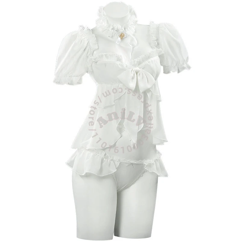AniLV Game Goddess Swimsuit Uniform Women White Chiffon Pajamas Outfits Cosplay Costume