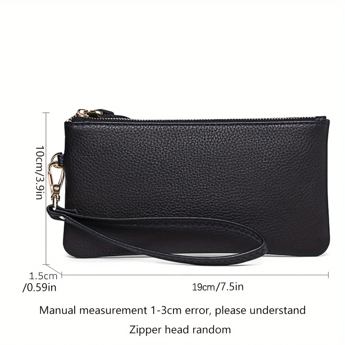 Dompet Clutch Gelang Ritsleting Minimalis Hitam, Dompet Koin Panjang Minimalis, Dompet Ritsleting Portabel
