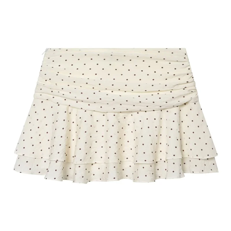 Women's Skirt-Pants 2026 Summer New Style Beige Polka Dot Layered Decorative Skirt-Pants Beach Vacation Fashionable and Stylish