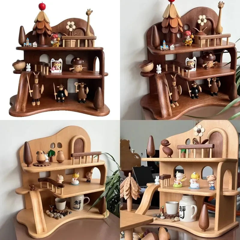 Solid walnut or beech multi-layer cosmetic rack creative multi-function desktop storage tools and bathroom supplies