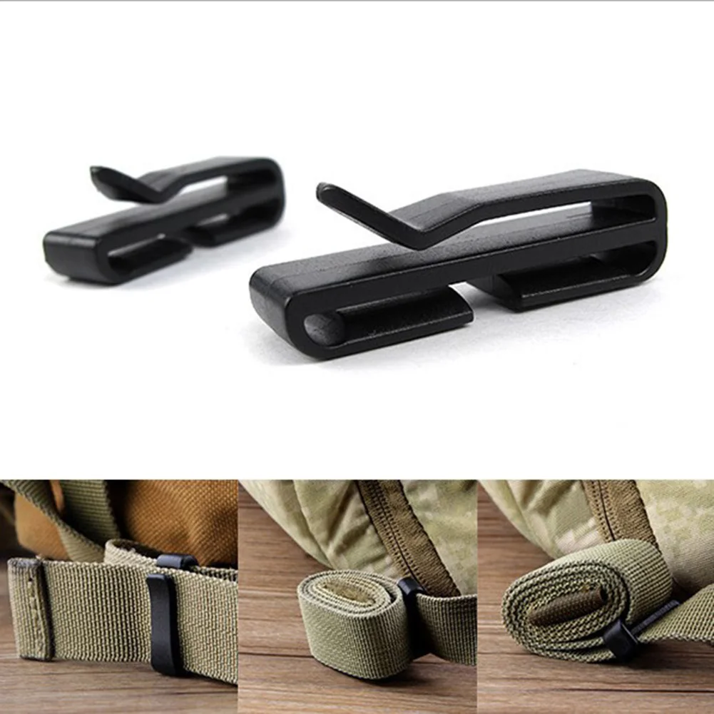 Clip Molle Attach Webbing Beautiful Convenient Finishing Strap Belt 2pcs Adjust Backpack Bag Hiking Gear Plastic