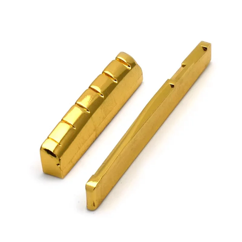 6-String Guitar Brass Slotted Nut and Bridge Gold Saddle Plated for Acoustic Folk Guitar Accessories