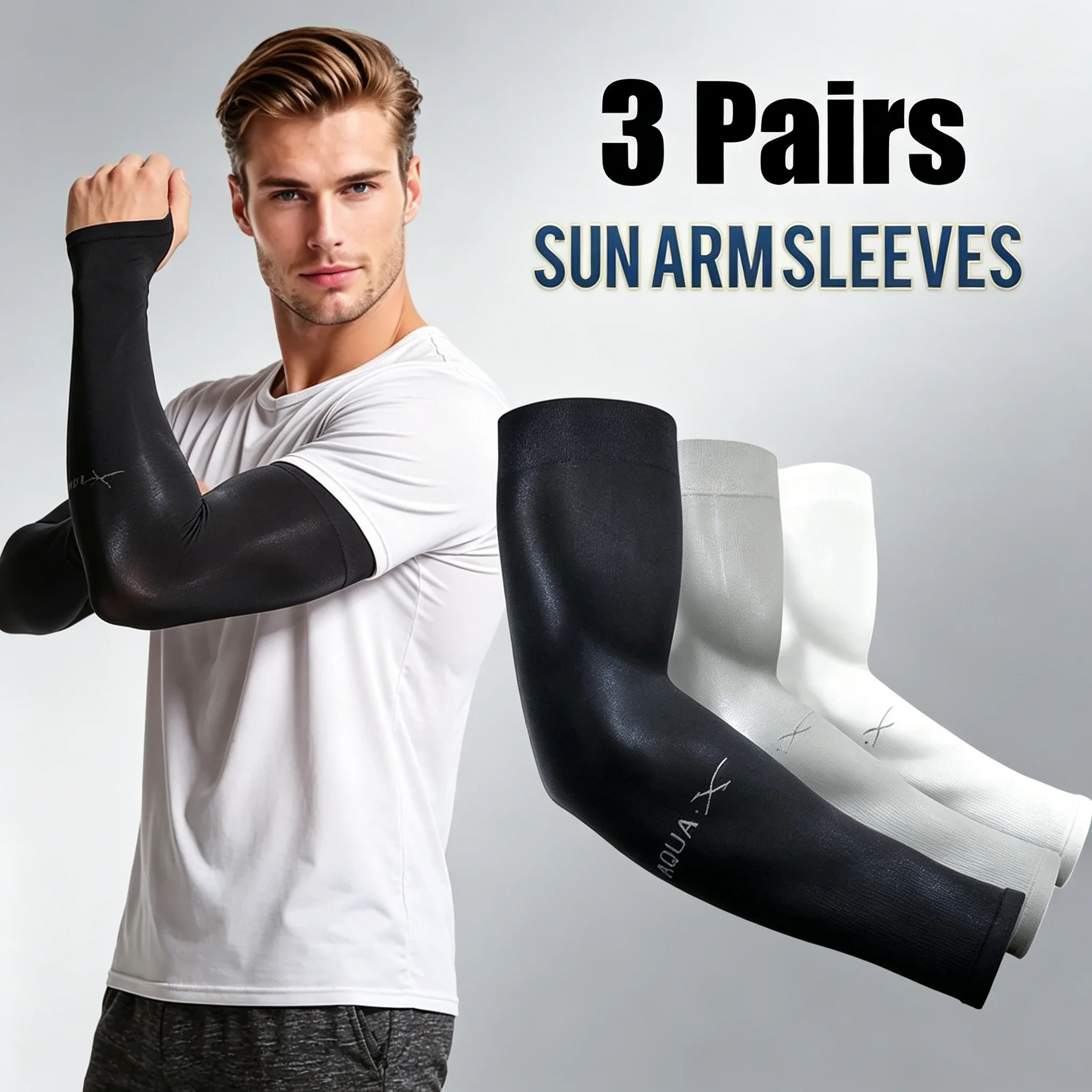 

3 Pairs Ice Silk Sun Protection Arm Sleeves, Unisex Summer Cooling Sleeves for Riding Driving Fishing Outdoor Use