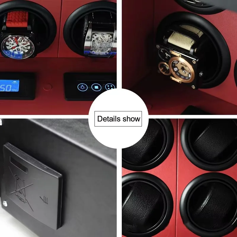 Microfiber Leather Automatic Watch Winder Strong Storage Box for 8 Automatic Watches With Password and Key Lock LED Backlight