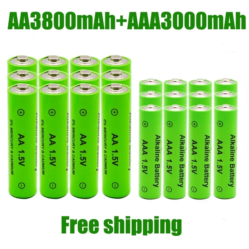 100% new AA 1.5V 3800mAh/1.5V AAA 3000mAh alkaline battery flashlight toy watch MP3 player replacement nickel hydrogen battery