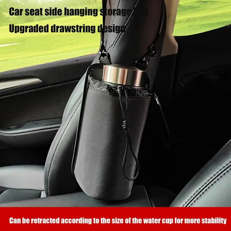 Soporte para bebidas para asiento de coche, portavasos para coche, bolsa con cordón, organizador de almacenamiento, bolsa para coche, portavasos para coche