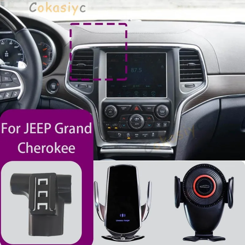 

Для JEEP Grand Cherokee 2014, 2015, 2016, 2017, 2018-2020, автомобильное беспроводное зарядное устройство с креплением для телефона, специальная фотодержатель, фиксированная подставка