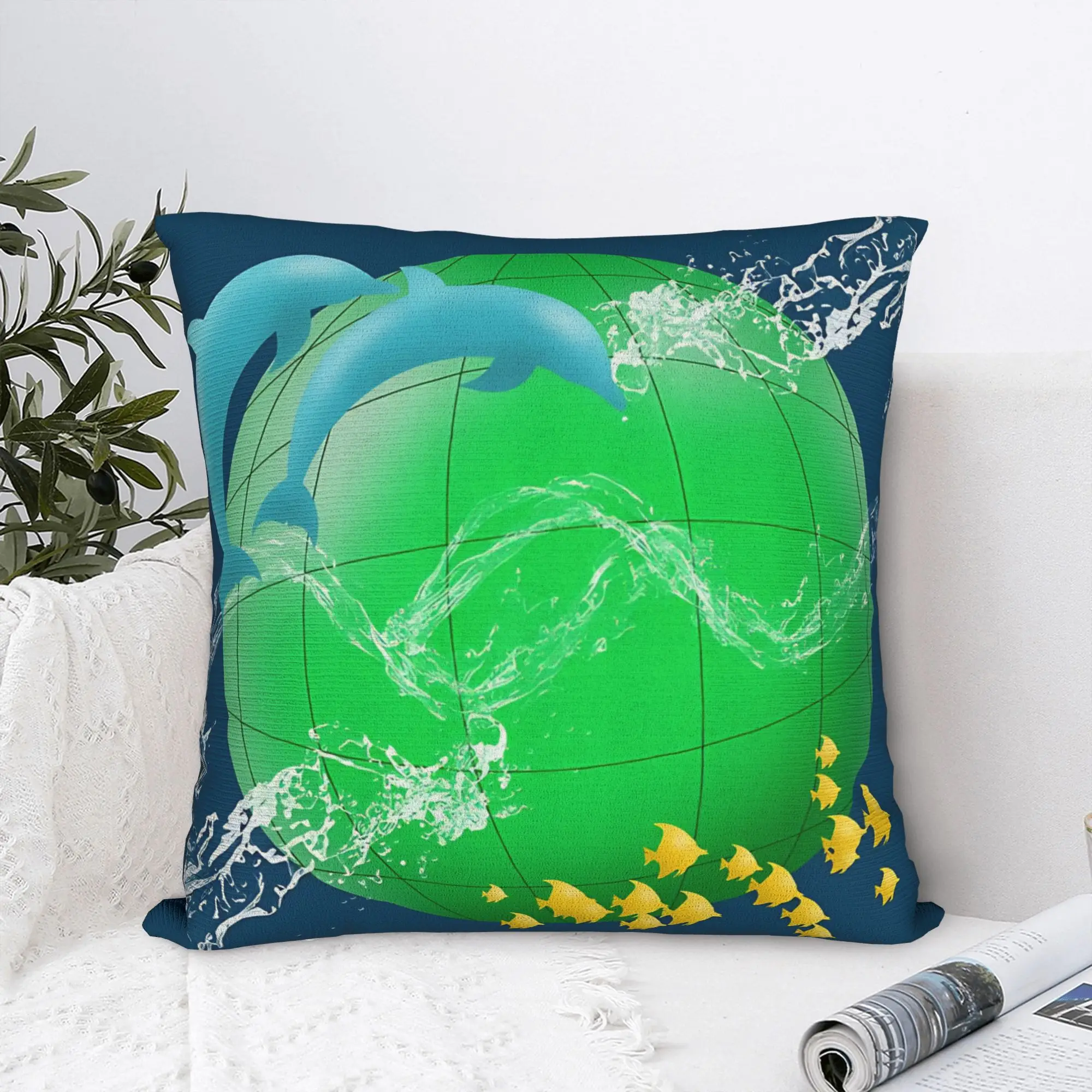 Fruitier Aero Dolphin Square Pillow Case  Cushion Covers Awesome Zipper Decor Pillowcase for Car 45x45cm