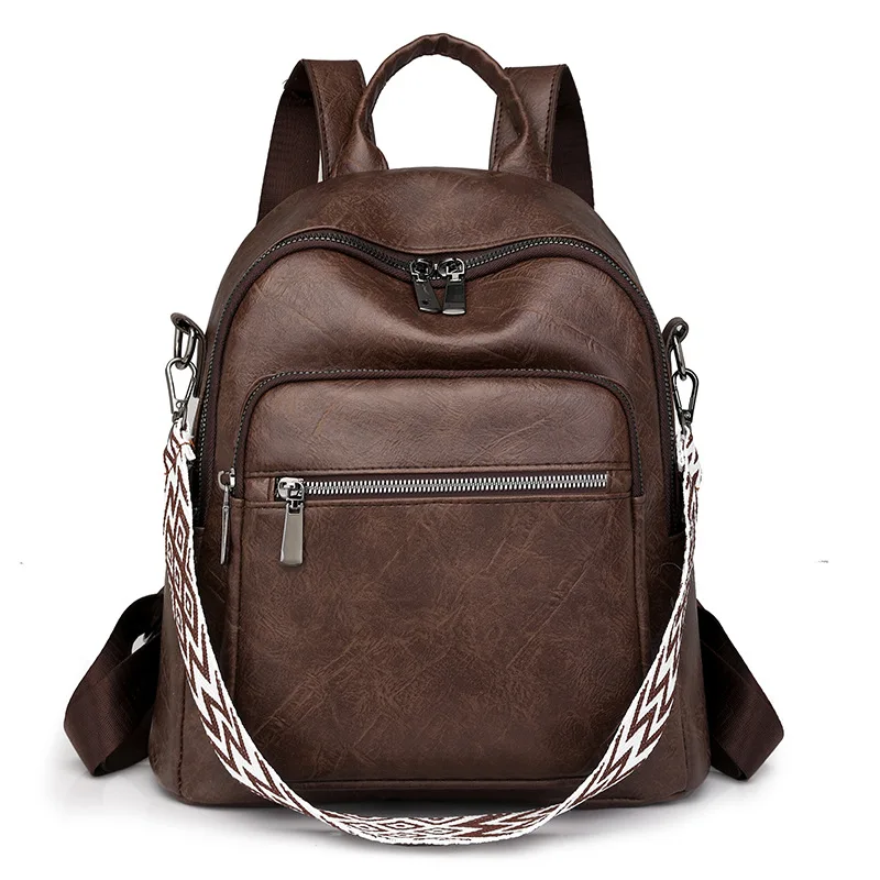 

Vintage PU Leather Backpack Women Lightweight Casual Travel Daypack Large Capacity Trendy Women's Travel Backpack Handbag