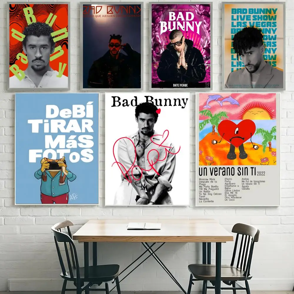 Bad Bunny Poster HD Waterproof Self-Adhesive Wall Art with M