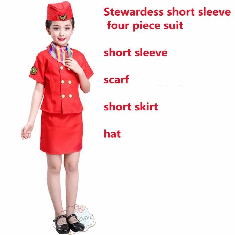 Nuovo 2025 A Party Bambini Aviazione Uniforme Costume Cosplay Pilota Hostess Capitano Aereo Uomo e Donna Bambino Assistente di Volo C w7r2y