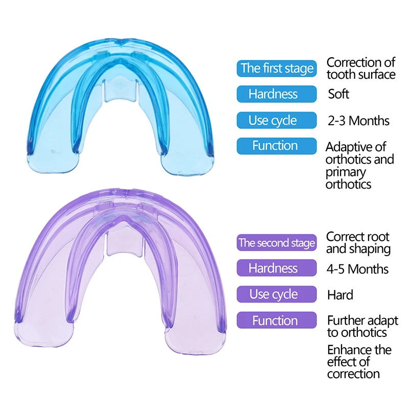 Apparecchio ortodontico dentale da 2 pezzi dispositivo di fissaggio dei denti correttore dei denti bretelle per allenatore