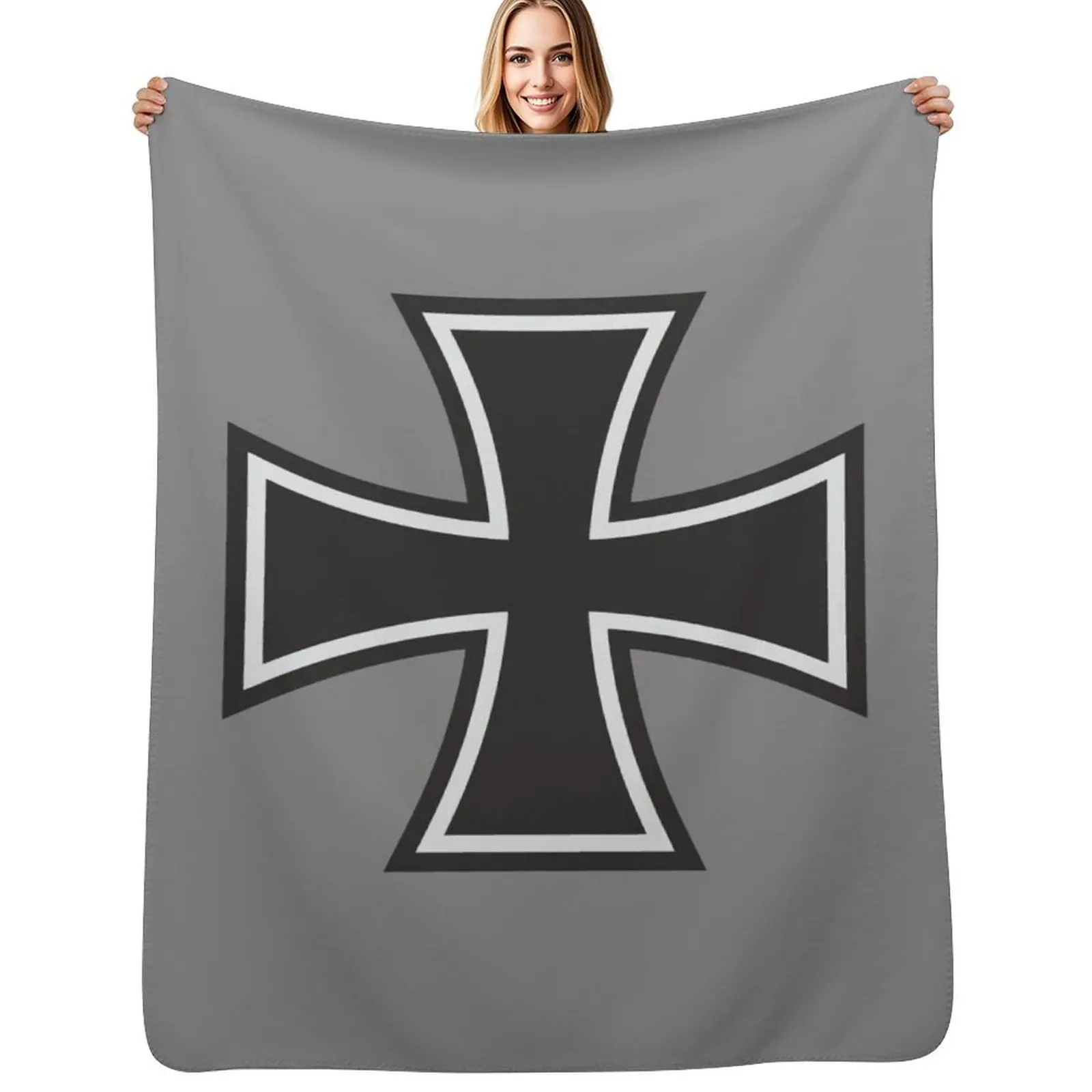 iron Cross Throw Blanket Personalized Gift Decorative Throw Large for winter for babies Polar Blankets