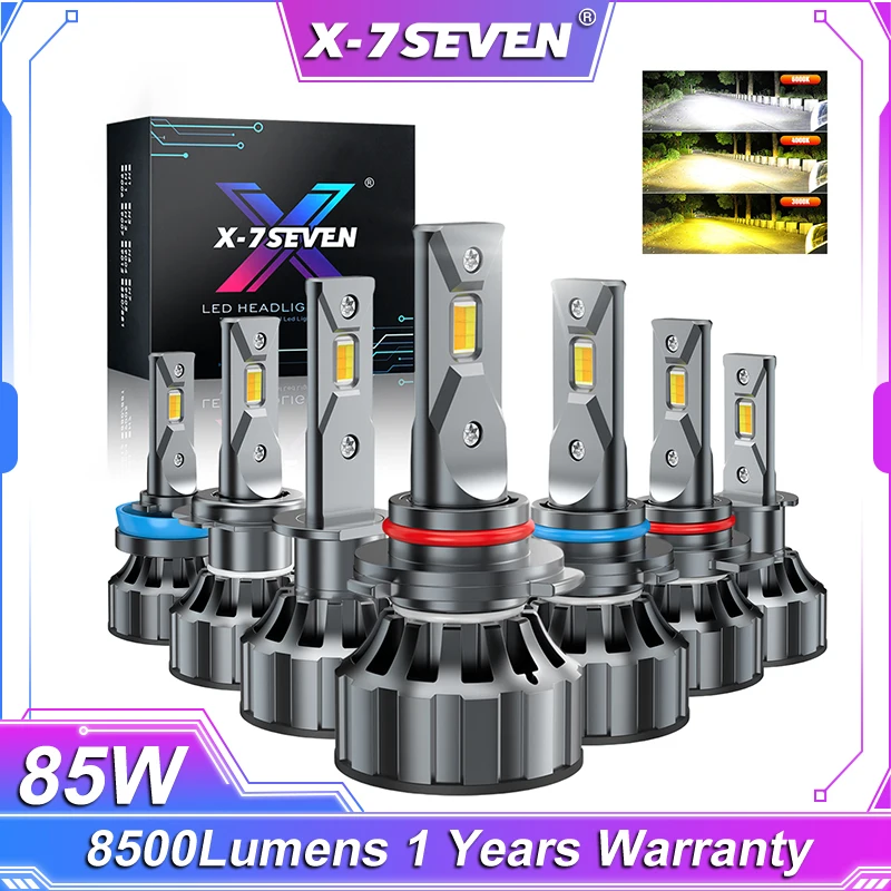 

X-7SEVEN X-T1 Plus 85W 8500LM 3 Colors In One CANBUS Car LED Headlight Bulb Lo/Hi Beam H7 9005 9006 H4