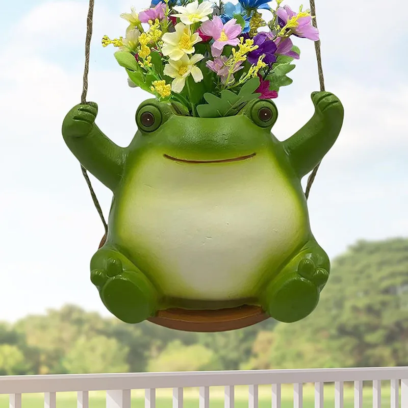 

Swing Frog Plant Hanger Resin Frog Shaped Planter Multipurpose Pot Wall Hanging Planters For Window, Ceiling, Garden, Wall Decor