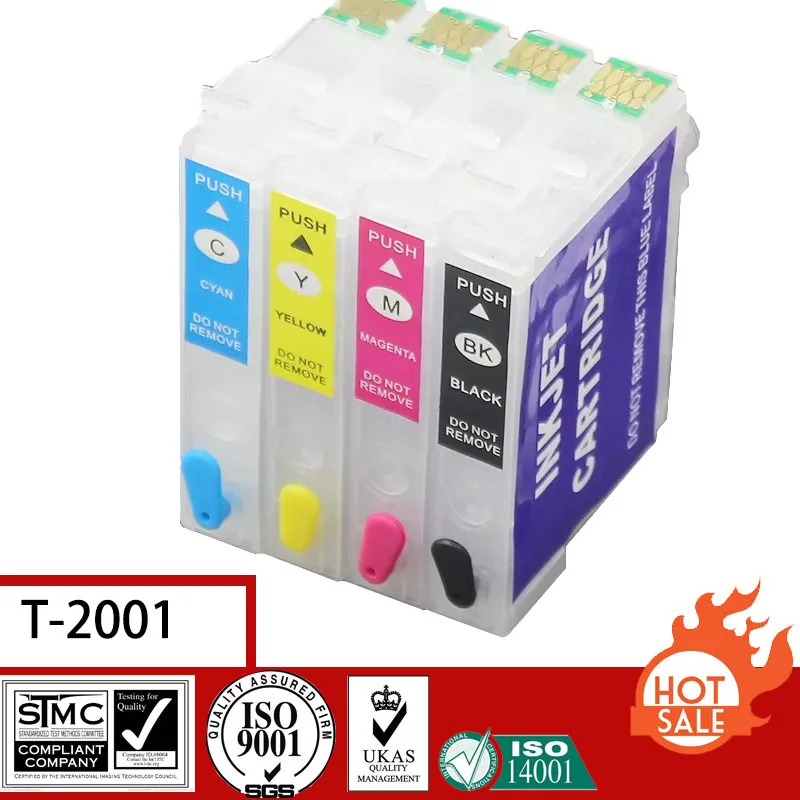 Cartucho de tinta recargable vacío Compatible para Epson T2001-T2004 2001 con chip de reinicio automático adecuado para Epson XP-200/100/300/400