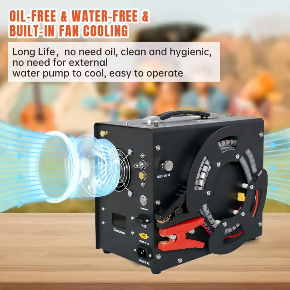 TUXING 4500Psi Portable PCP Air Compressor 300Bar Auto-stop High Pressure Compressor with 12v Car Power Aupply for Rifle TXES062