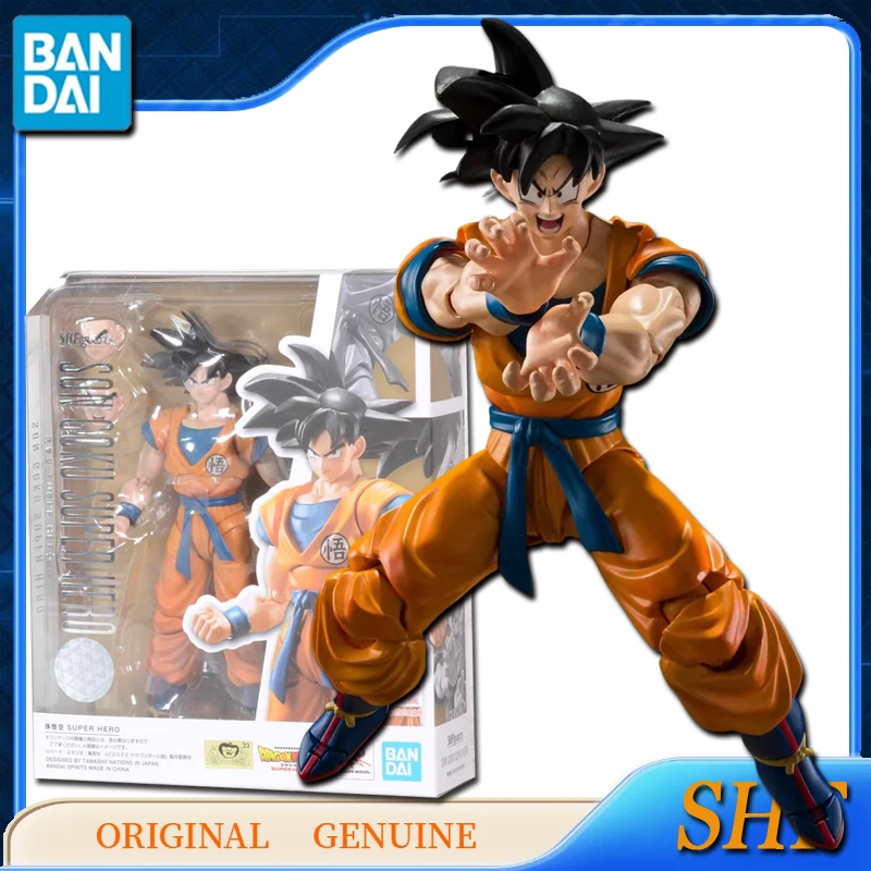 

Bandai Dragon Ball SHF Anime Original Genuine SON GOKU SUPER HERO Action Figure Toys For Kids Gift Assembly Model Ornaments