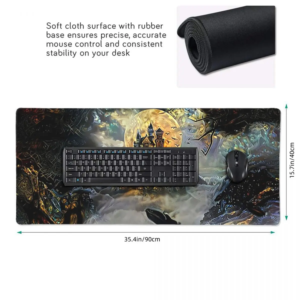 The Moon And The Isolated Castle Large Mouse Pad Computer Keyboard Mouse Mat Gamer PC Laptop Desk Mat Office Table Mats