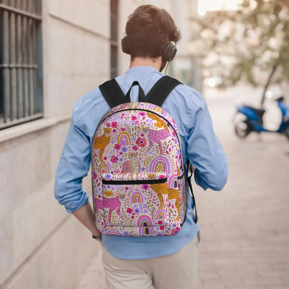 

Cheetah's In A Rainbow Backpack Student BookBag Children School Bag Laptop Shoulder Bags for Men Women