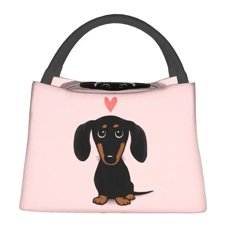 Cartoon Dackel Dachshund Heart Lunch Boxes for Cute Wiener Dog Thermal Cooler Food Insulated Bag Hospital Office Pinic Container