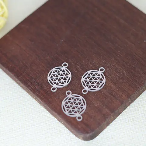 Nedar 3PCS Seed Of Life Pendant Stainless Steel Round Flower Of Life Charm Sacred Geometric Mandala Accessories For DIY Jewelry