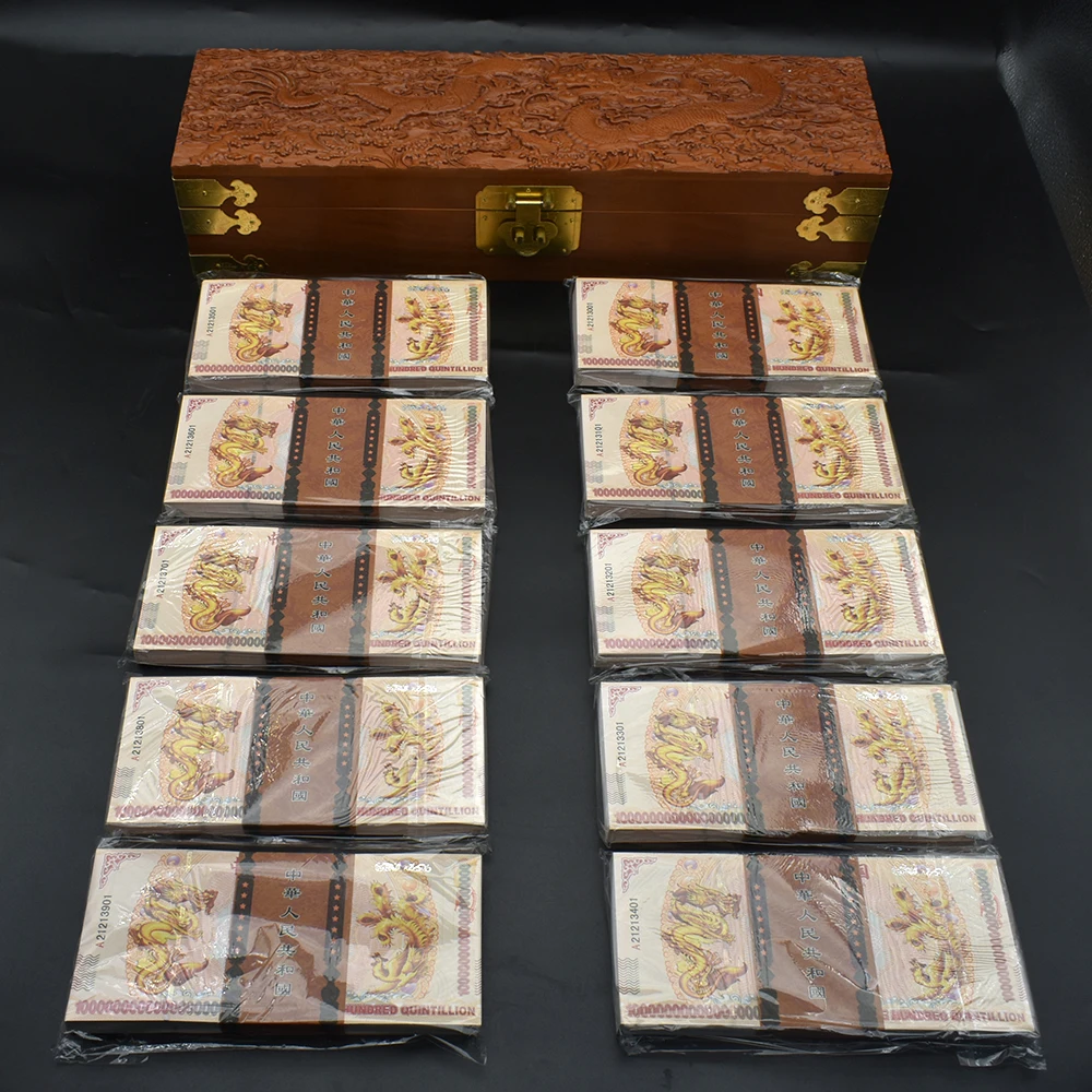 1000pcs/box Chinese Yellow Dragon Paper Money One Hundred Quintillion Dollars with Full Set Certificates Collectibles