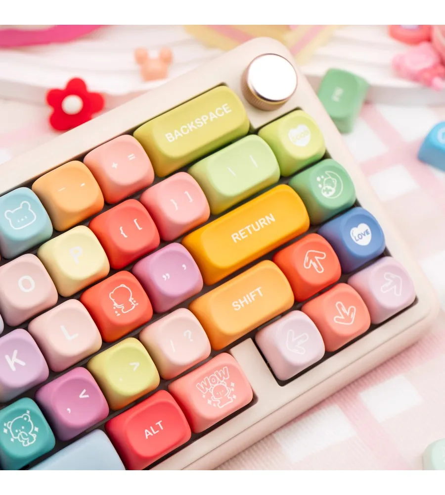 Gummy Bear Keycaps MOA Height Keycaps PBT Five-Sided Sublimation Opaque Customized Mechanical Keyboard Keycaps