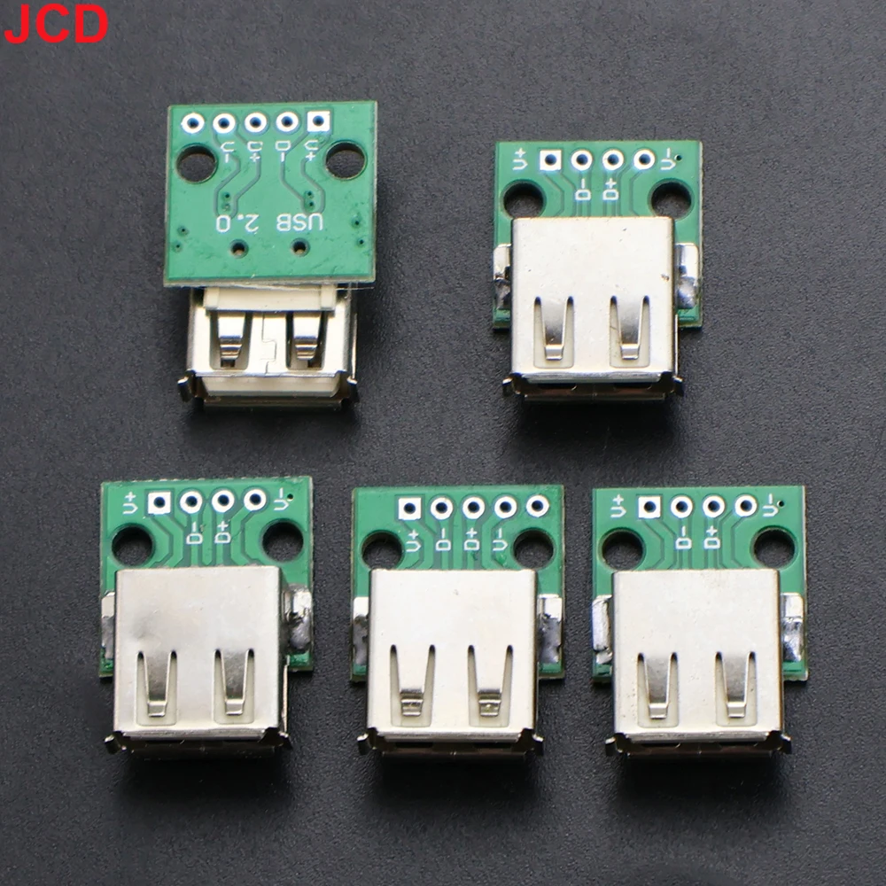 JCD 5pcs Type A Female USB To DIP 2.54mm PCB Connector Femal