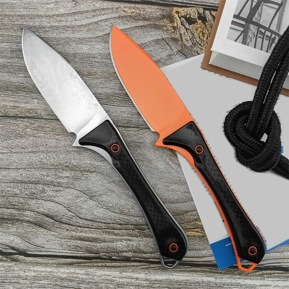 

BM 15201 Combat Fixed Blade Knife CPM-S90V Orange Drop Point EDC Outdoor Self-defense Tactical Hunting EDC Multitool Hand Knife