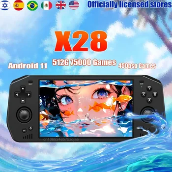 Powkiddy X28 Portable PS2 Handheld Game Console Android11 ​​T618 5.5 inch Touch Screen 512G 450 PSP 480 PS2 Video Games HD Output