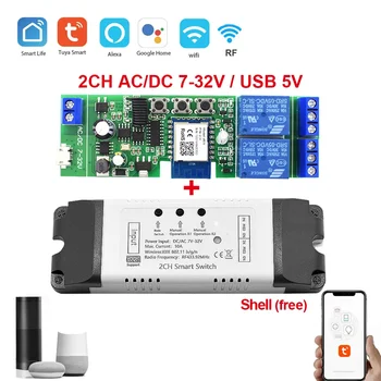 1 / 4 CH TUYA WiFi röle modülü DC 7-32V 110V 220V kendinden kilitleme 433MHz RF almak ışık anahtarı Vioce kontrol Alexa Google ev