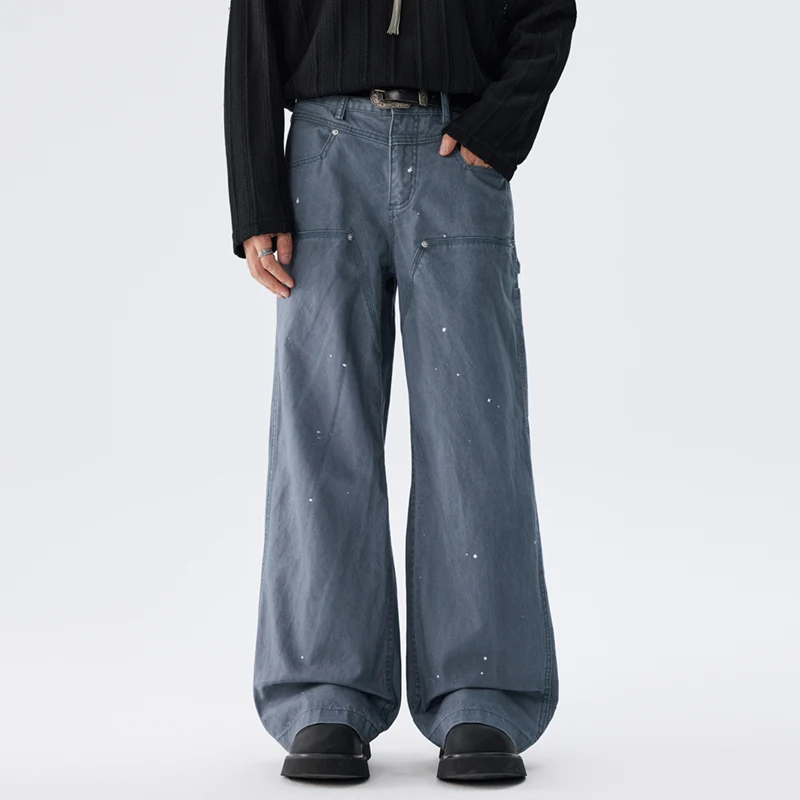 American Streetwear Cargo Jeans Men Hip Hop Loose Casual Straight Denim Baggy Jeans Pants Cityboy Wide-leg Trousers