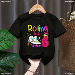 6-15th Birthday, Roller Skate Cool Boys Tshirt Summer Kids Tshirts Boys/Girls Universal Clothes For Kids Birthday Clothing Tops