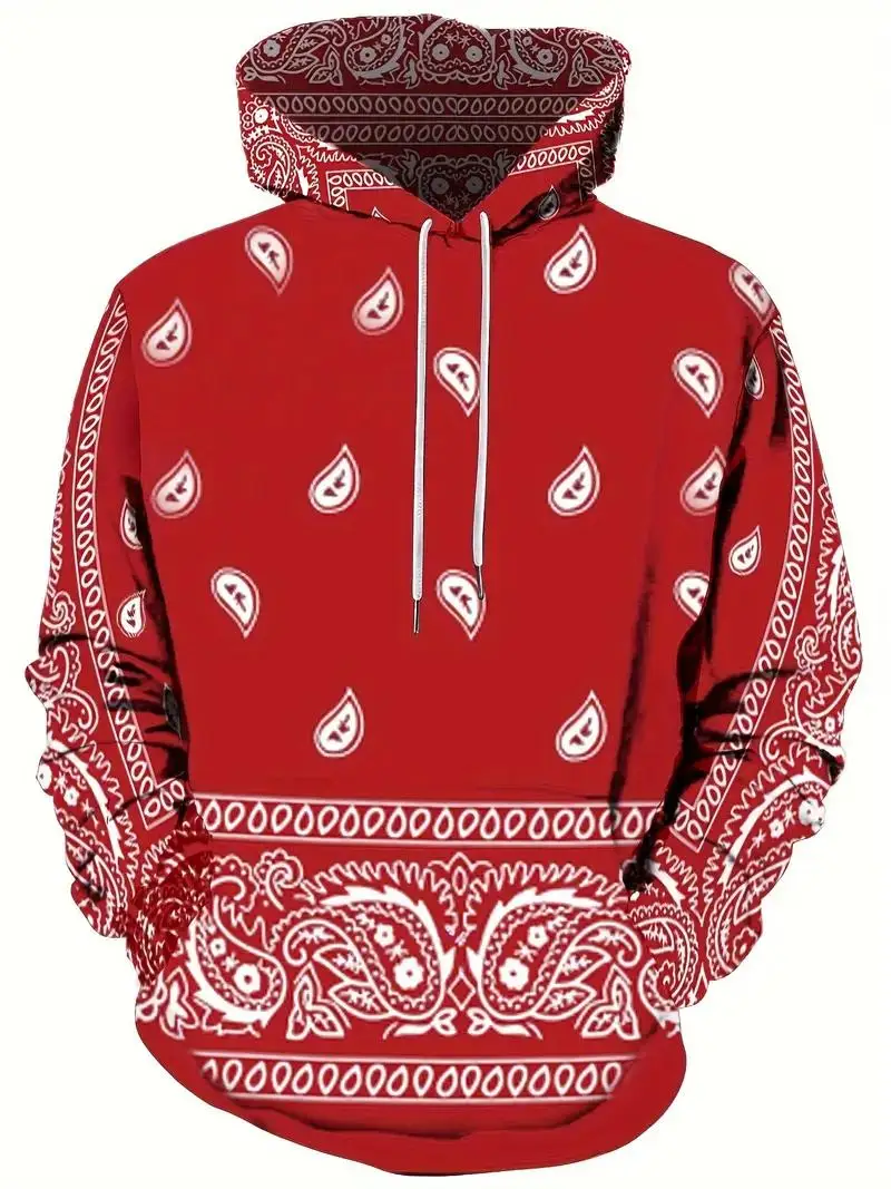 2024 Spring Autumn Men\'s New Fashion High Street Hoodie 3D Pattern Printed Pattern Sweatshirt Loose and Comfortable Long Sl