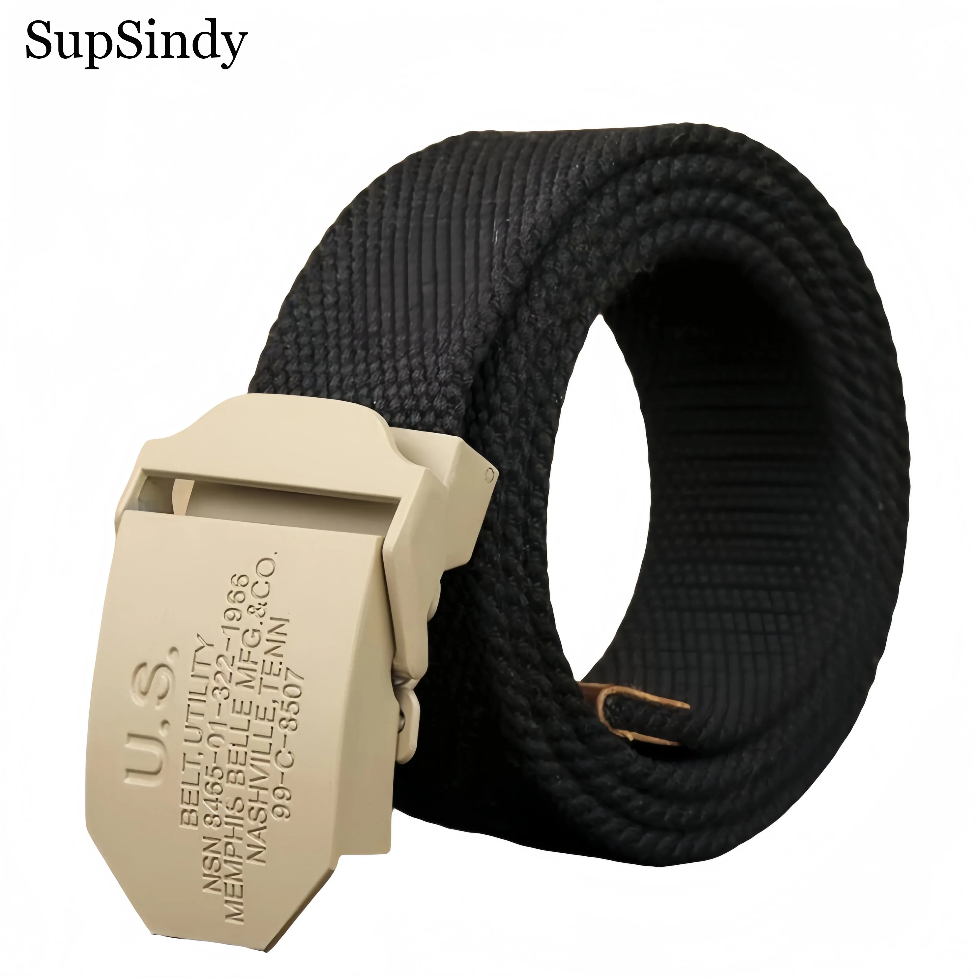 SupSindy Men Canvas Belt Yellow US Metal Buckle Army Military Tactical Belts for Men Jeans Outdoor Training Soldier Strap Male