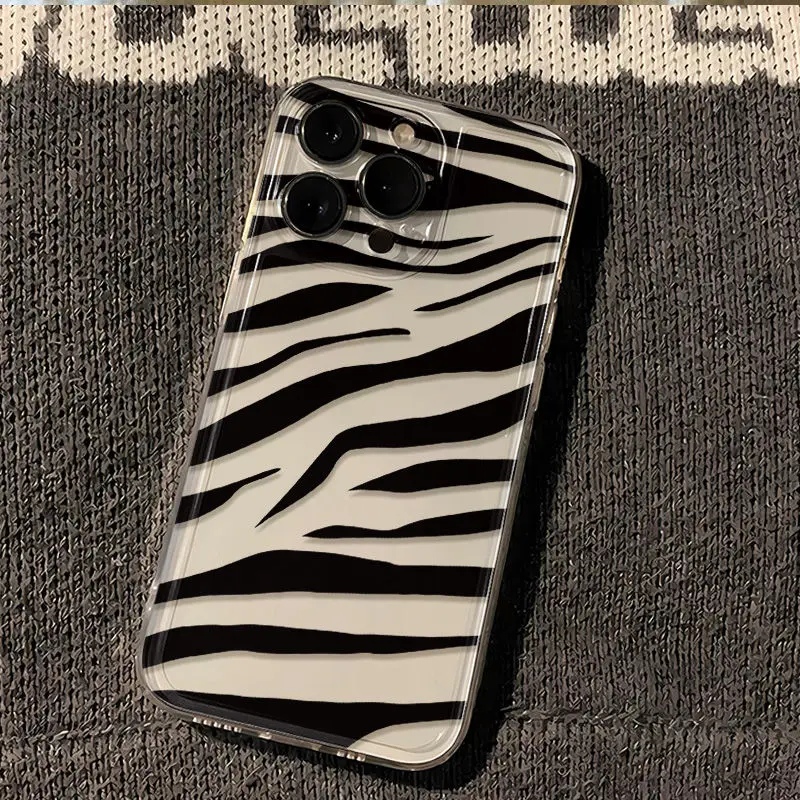 Amusing Zebra Pattern Silicone Phone Case For iPhone 16 15 13 Pro Max 13 12 11 Pro X XR XS MAX 14 Plus Y2k Soft Anti Fall Cover